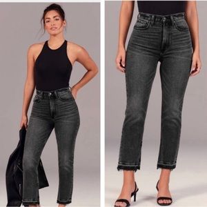 Abercrombie Cruve Love Jeans: Ankle straight leg with slit, ultra high rise